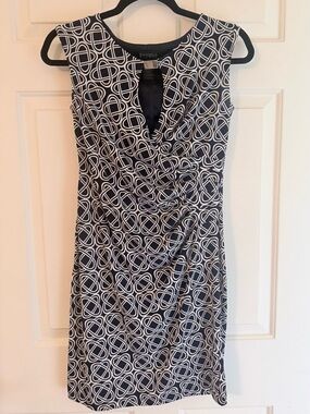 Enfocus Studio Navy and White Geometric Midi Dress
